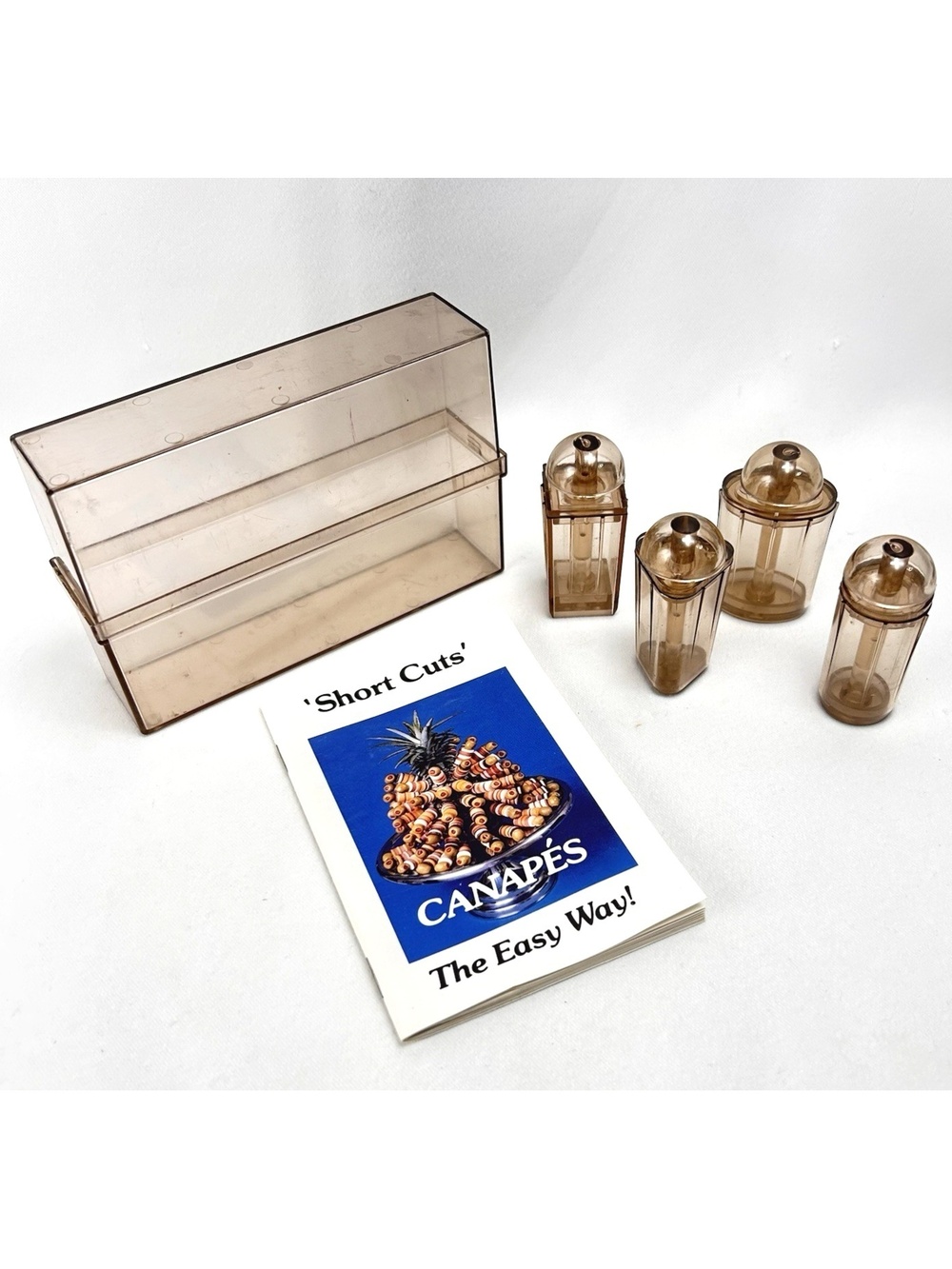 Vintage Short Cuts Canape Maker Set of 4 Shapes & Phyllis Gordon Recipe Book